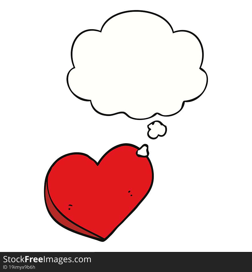 cartoon love heart with thought bubble. cartoon love heart with thought bubble