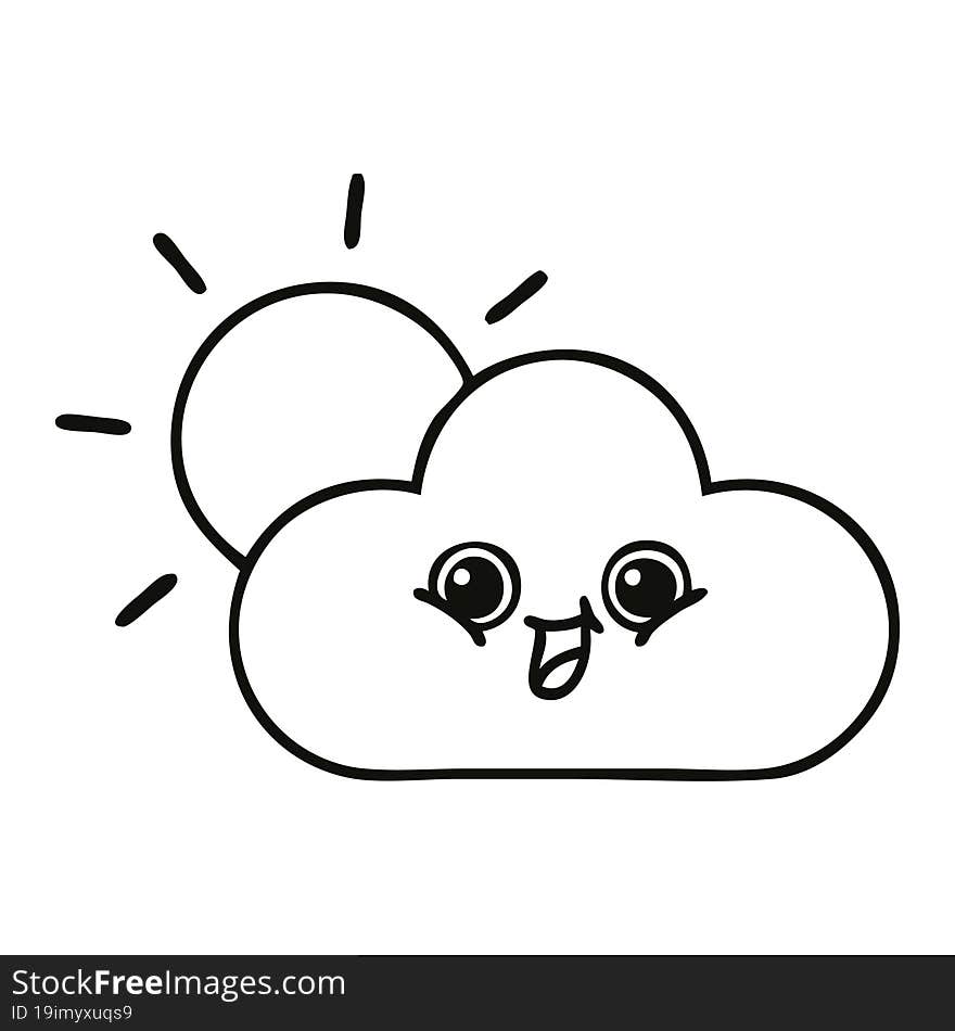 line drawing cartoon cloud and sunshine