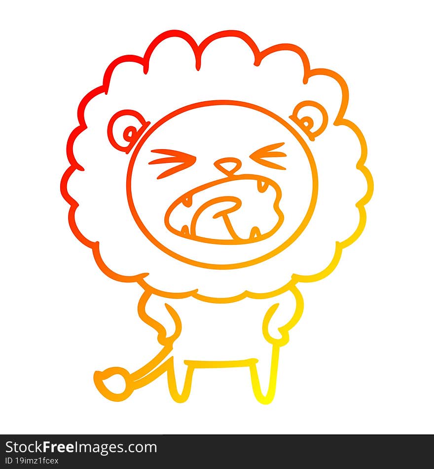 Warm Gradient Line Drawing Cartoon Lion