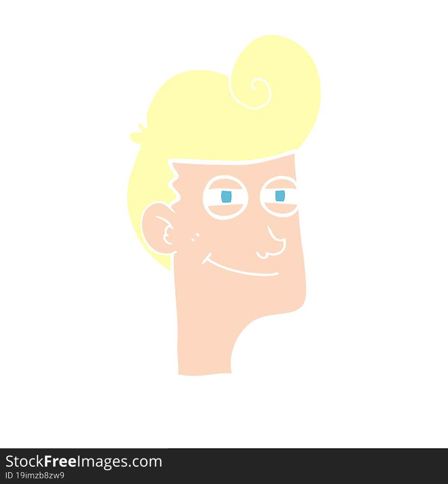 flat color illustration of a cartoon smiling man