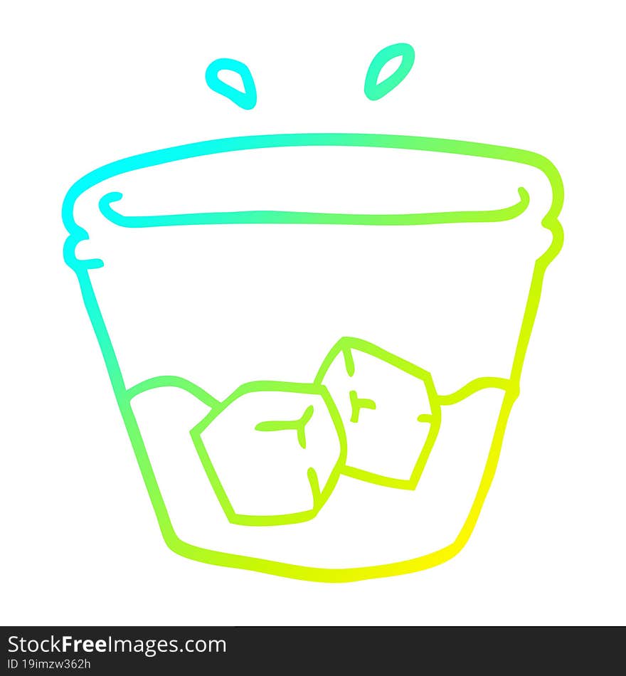 cold gradient line drawing of a cartoon drink in glass tumbler