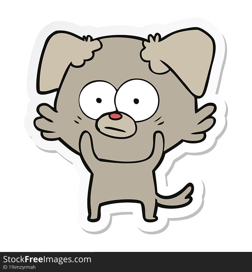 Sticker Of A Nervous Dog Cartoon