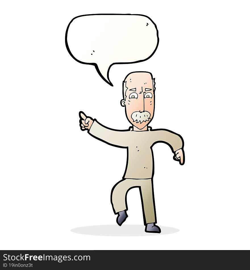 cartoon angry old man with speech bubble