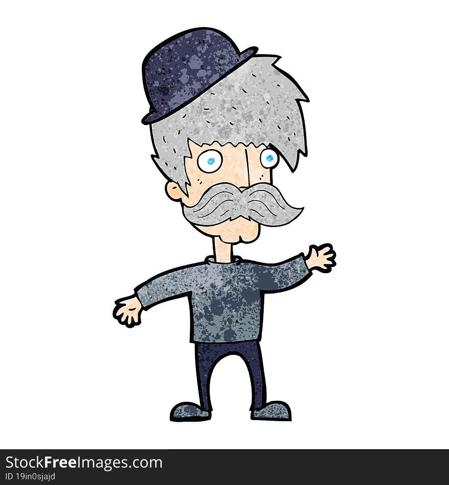 cartoon man wearing bowler hat