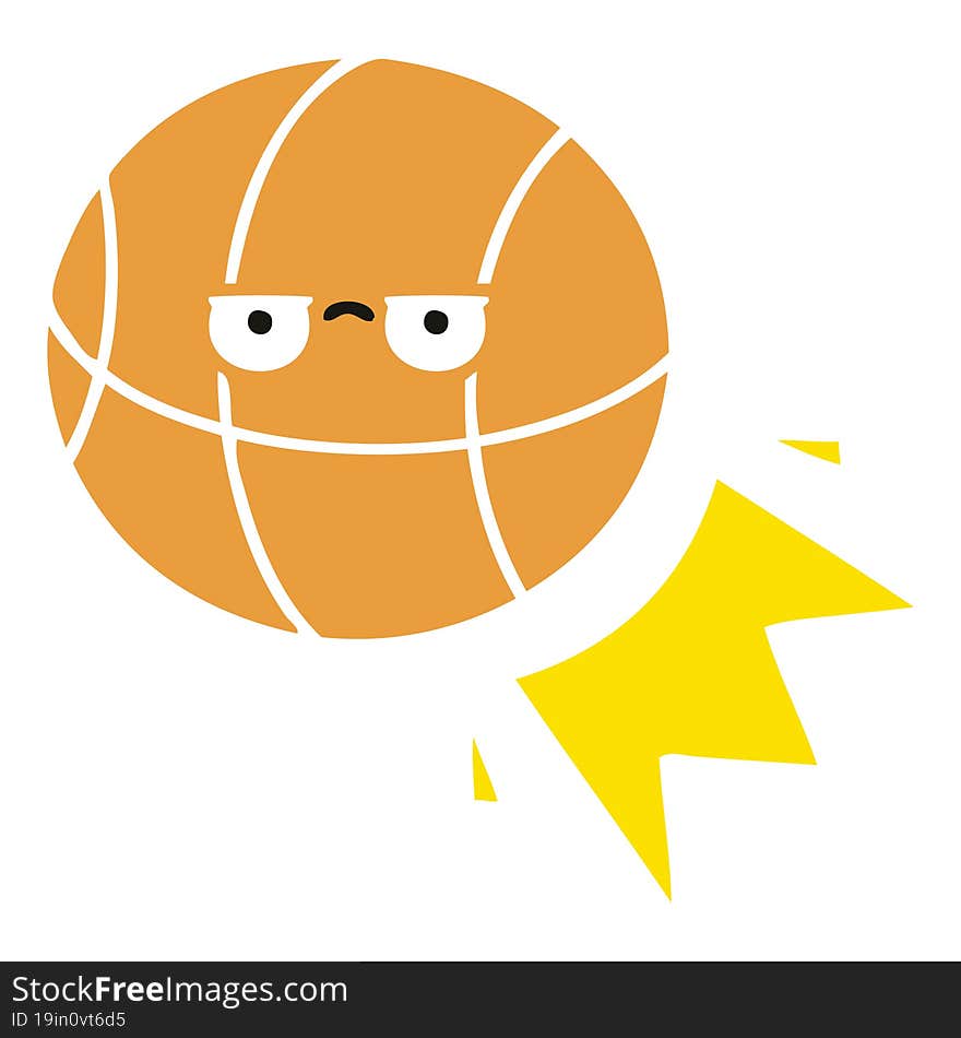 flat color retro cartoon of a basketball