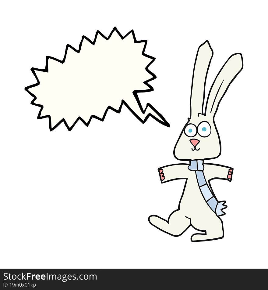 freehand drawn speech bubble cartoon rabbit