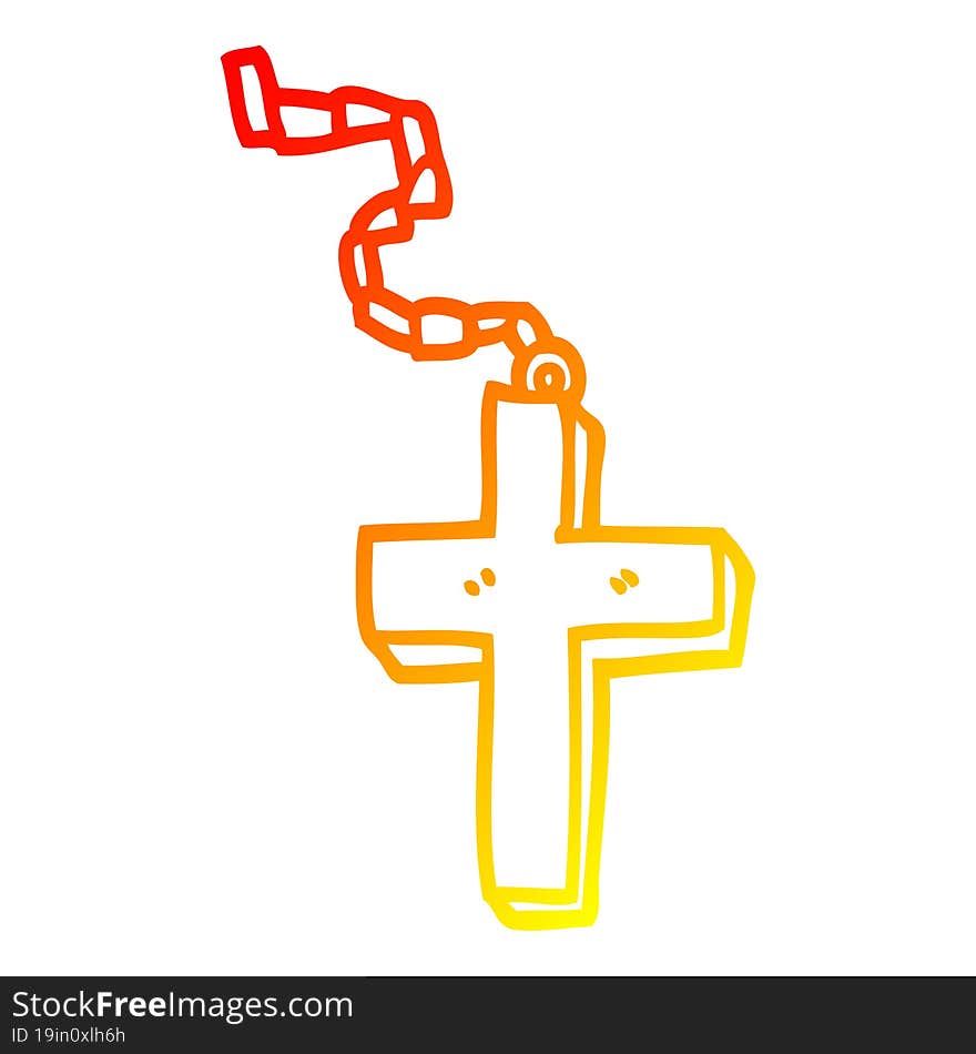 warm gradient line drawing cartoon metal cross