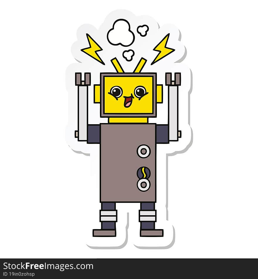 Sticker Of A Cute Cartoon Robot