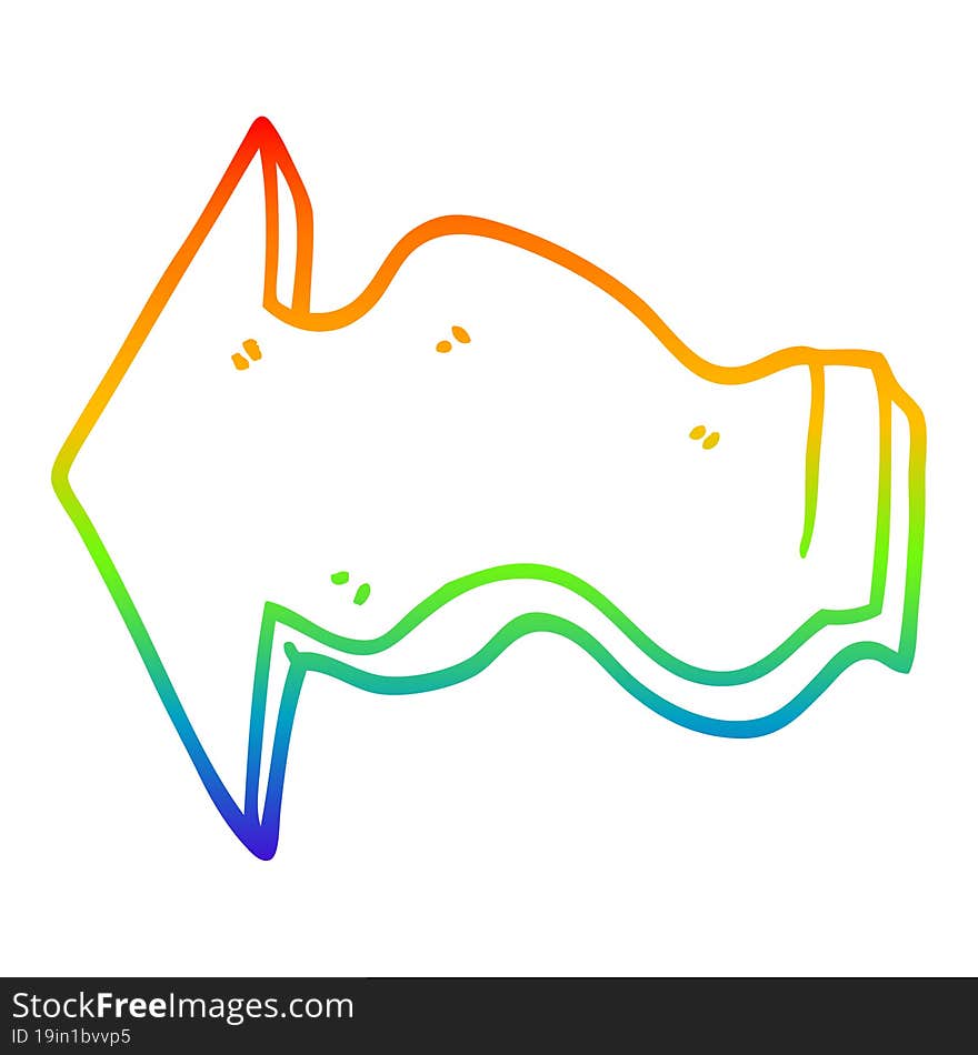 rainbow gradient line drawing cartoon pointing arrow