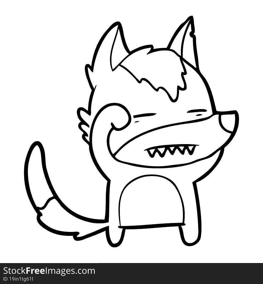 cartoon wolf showing teeth. cartoon wolf showing teeth