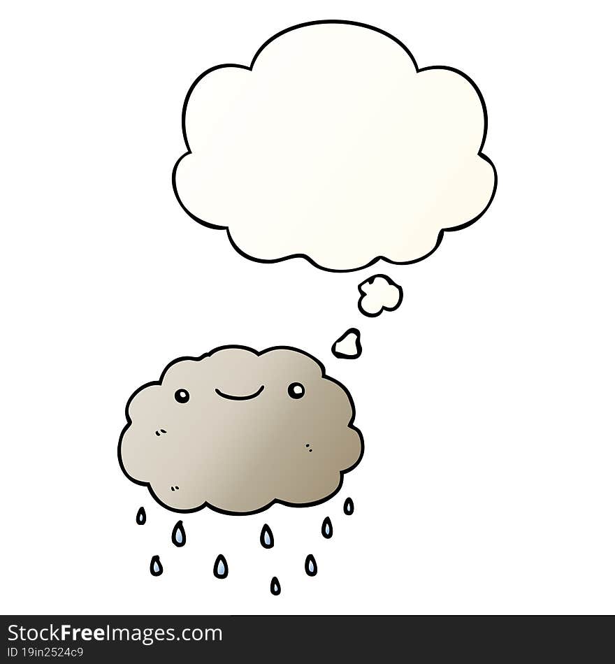 cartoon cloud and thought bubble in smooth gradient style