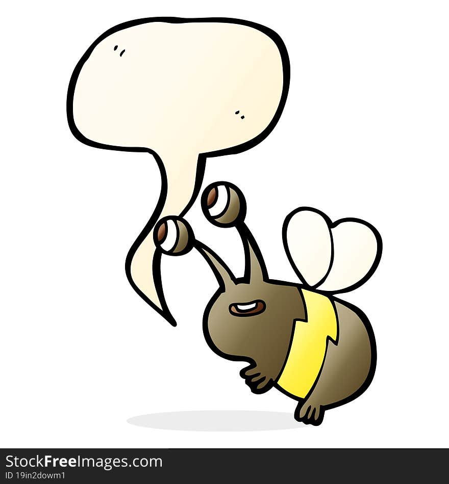 cartoon happy bee with speech bubble