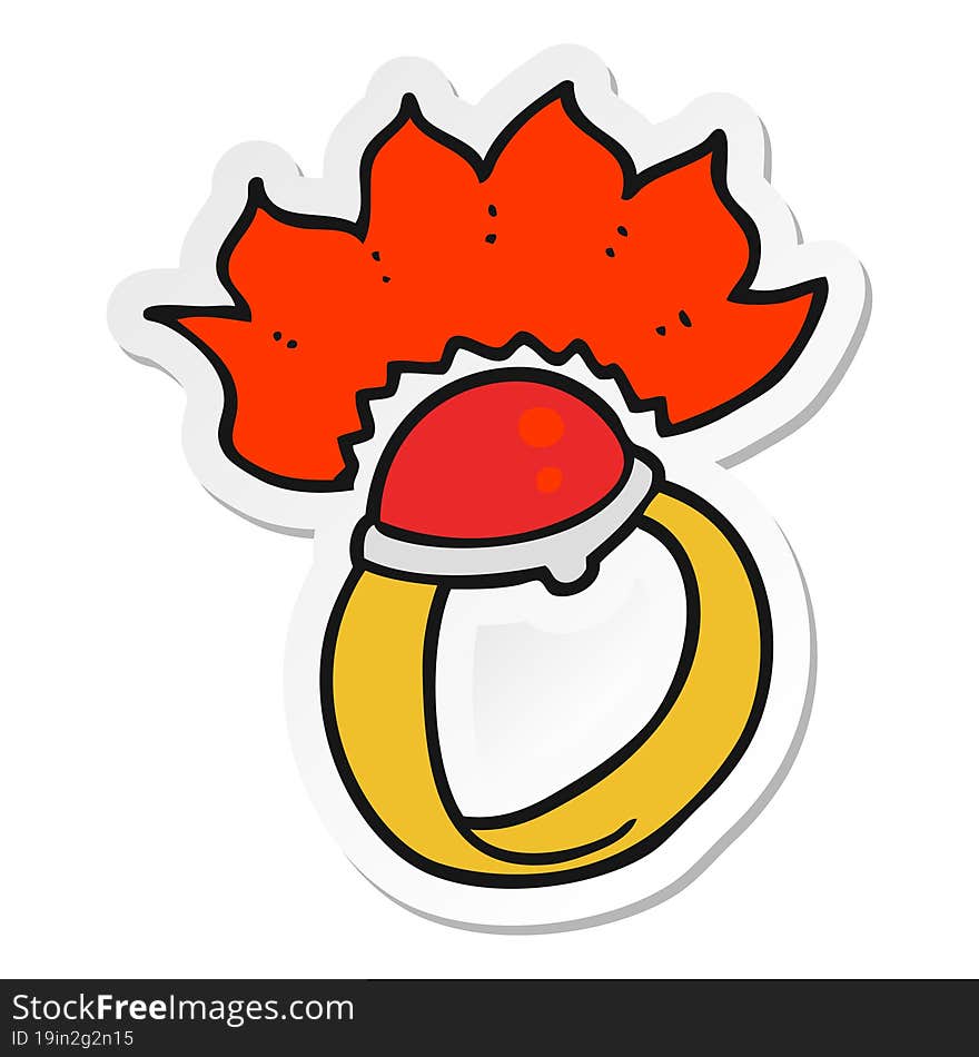 Sticker Of A Cartoon Magic Ruby Ring