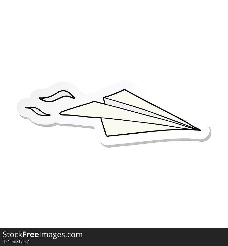 sticker of a cartoon paper airplane