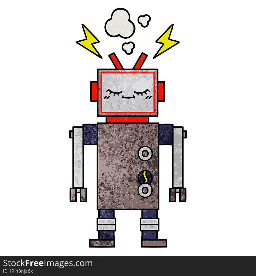 Retro Grunge Texture Cartoon Dancing Robot