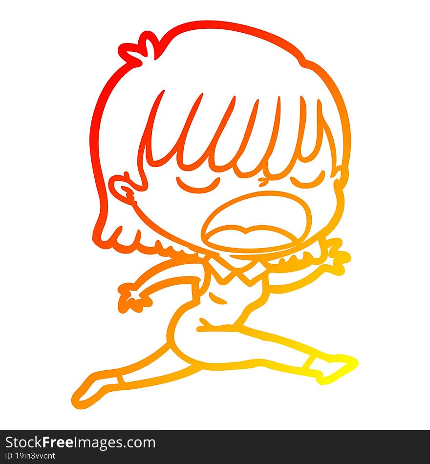 warm gradient line drawing cartoon woman talking loudly