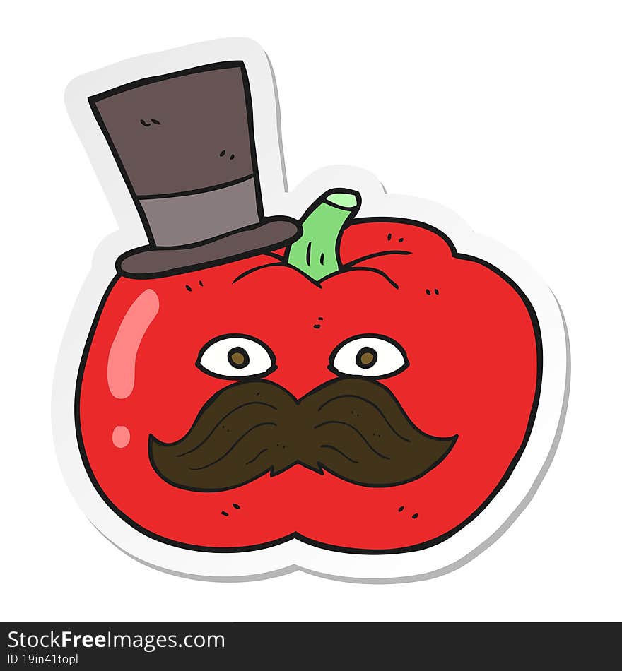 sticker of a cartoon posh tomato