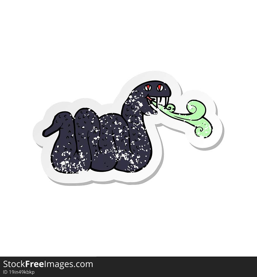 retro distressed sticker of a cartoon snake