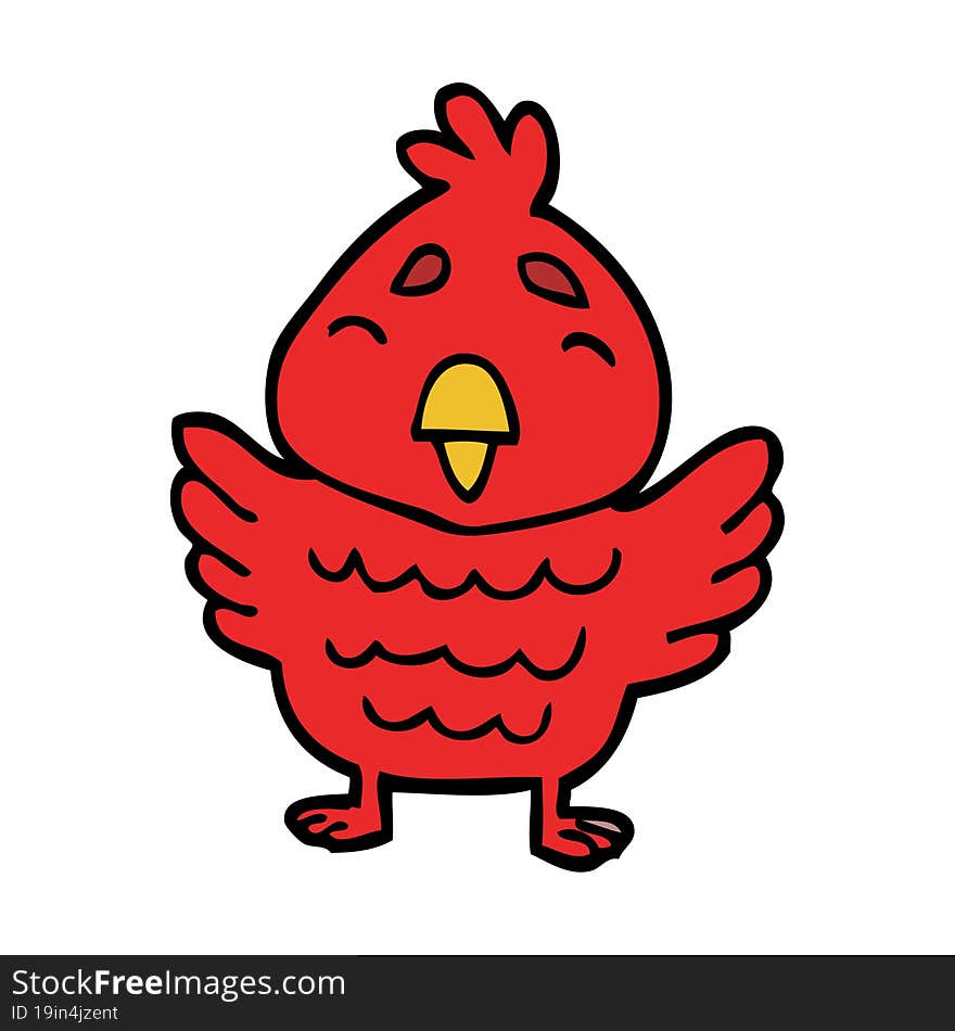 Cartoon Doodle Red Bird