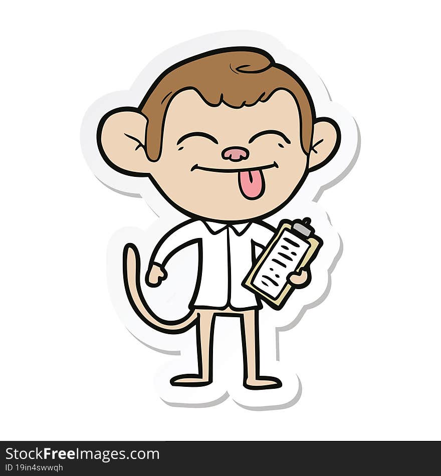 sticker of a funny cartoon monkey