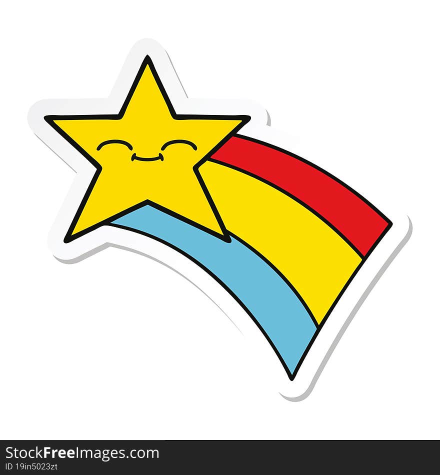 sticker of a cute cartoon shooting rainbow star