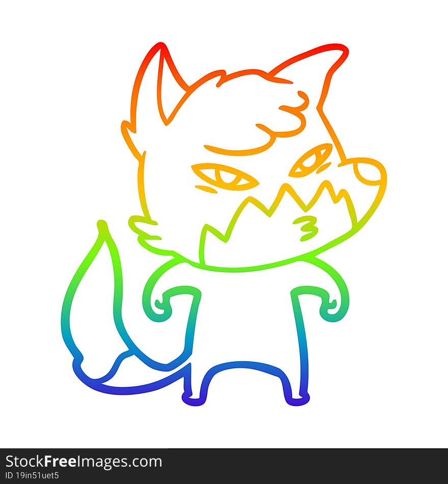 rainbow gradient line drawing clever cartoon fox