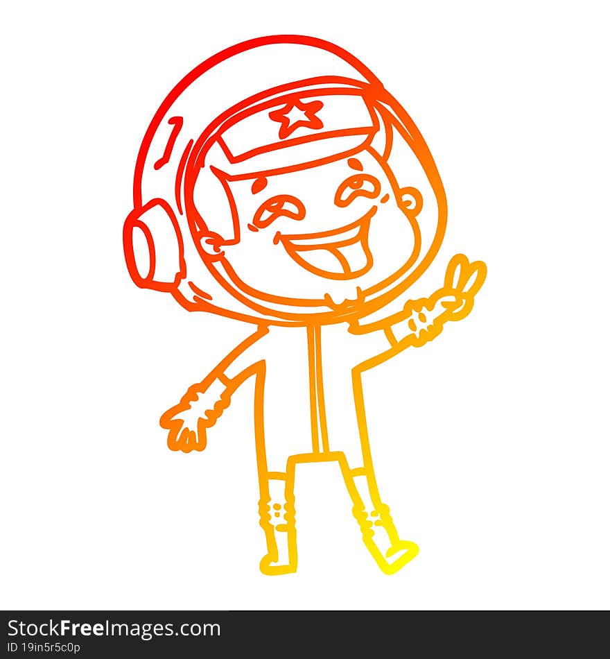 warm gradient line drawing cartoon laughing astronaut