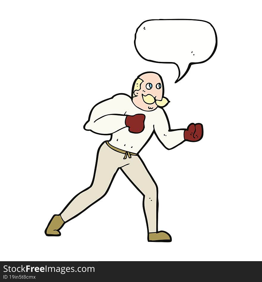 cartoon retro boxer man with speech bubble