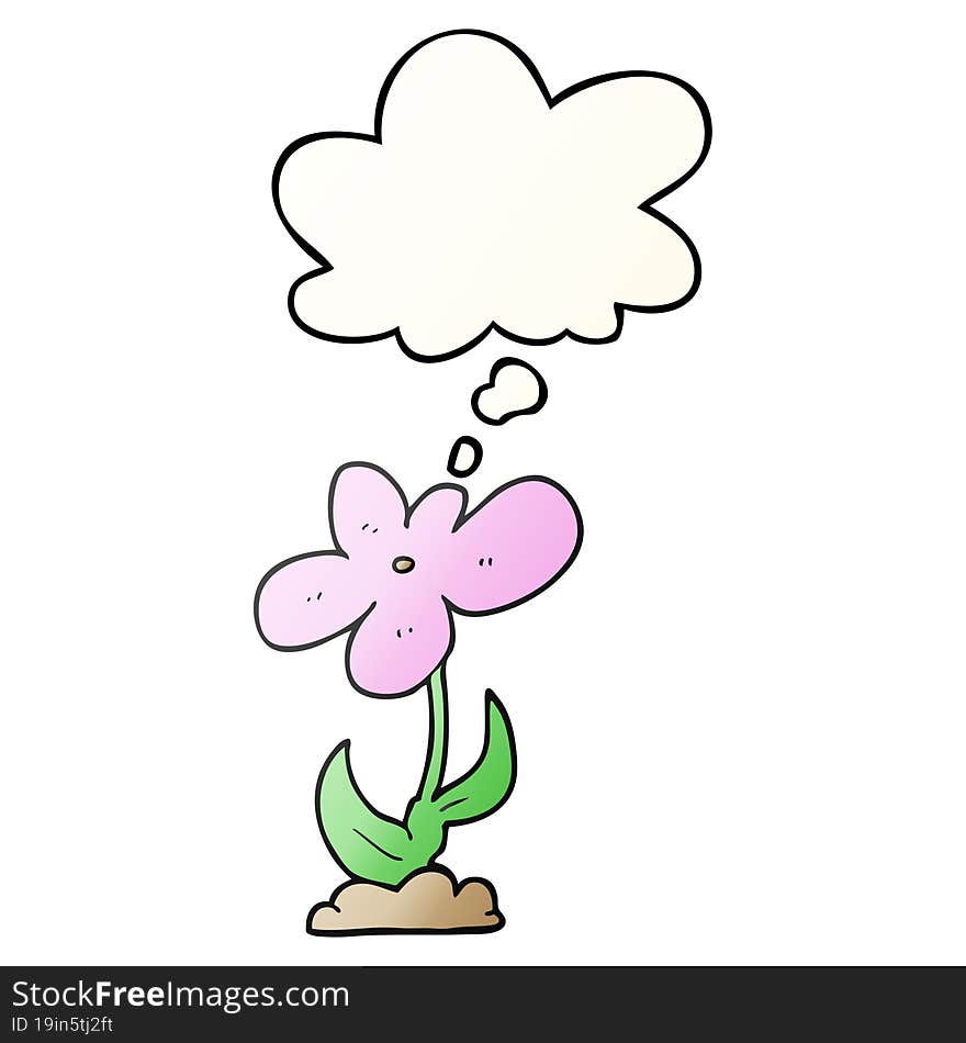 Cartoon Flower And Thought Bubble In Smooth Gradient Style