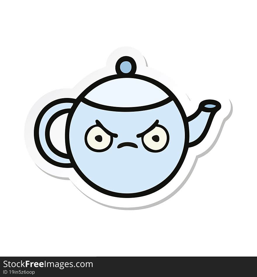 sticker of a cute cartoon angry tea pot