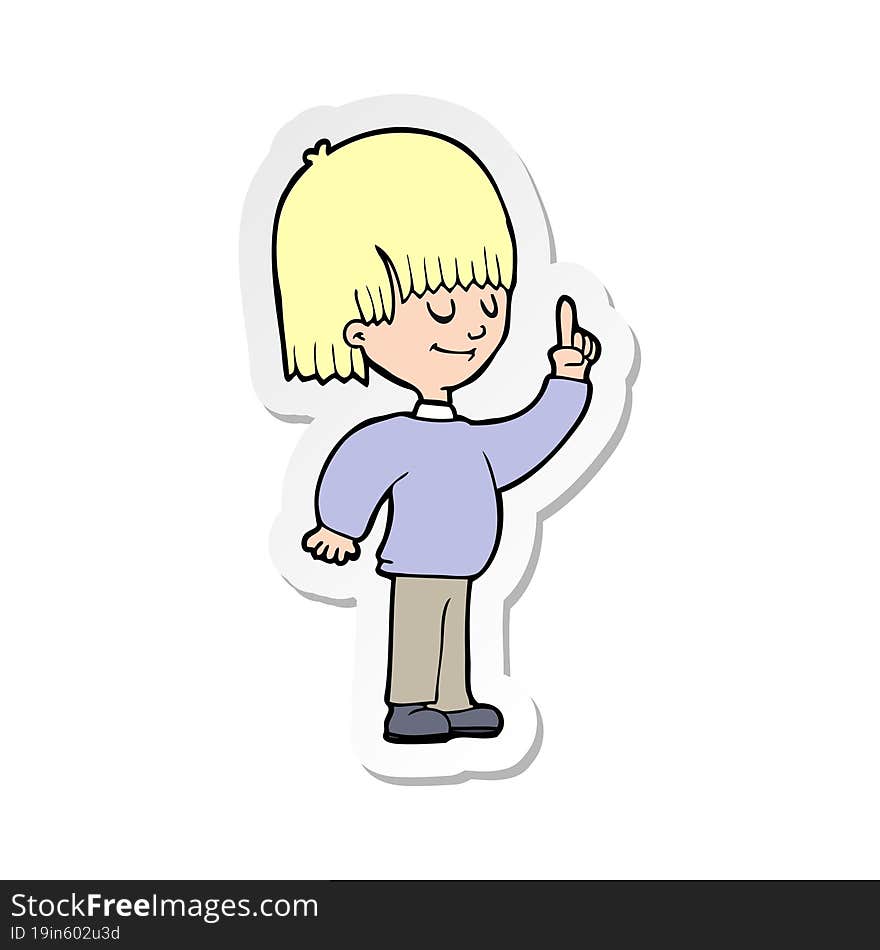 Sticker Of A Cartoon Person With Idea