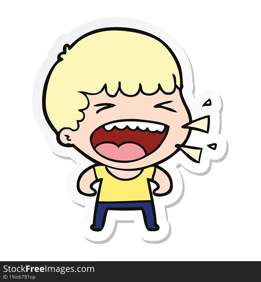 Sticker Of A Cartoon Laughing Man