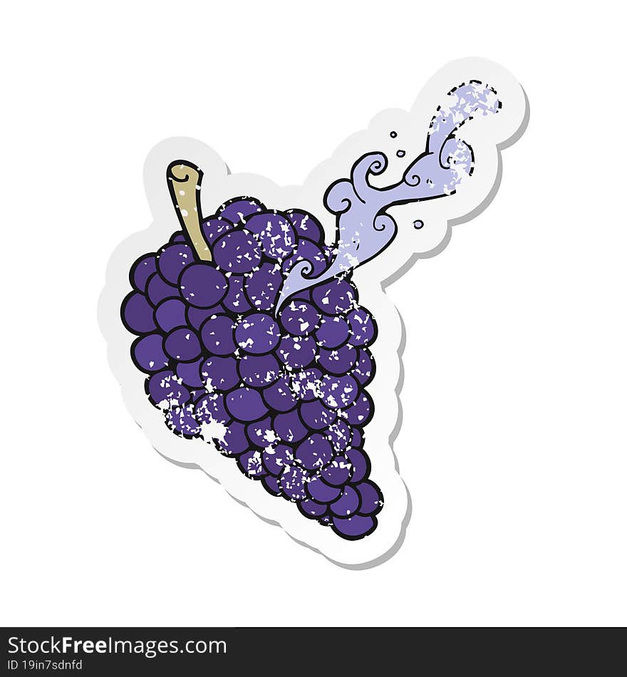 retro distressed sticker of a cartoon grapes