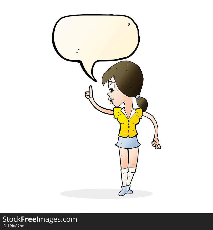 cartoon girl with idea with speech bubble