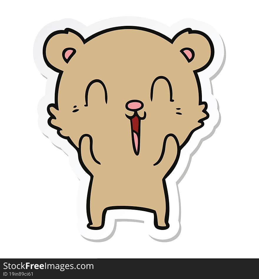 sticker of a happy cartoon bear