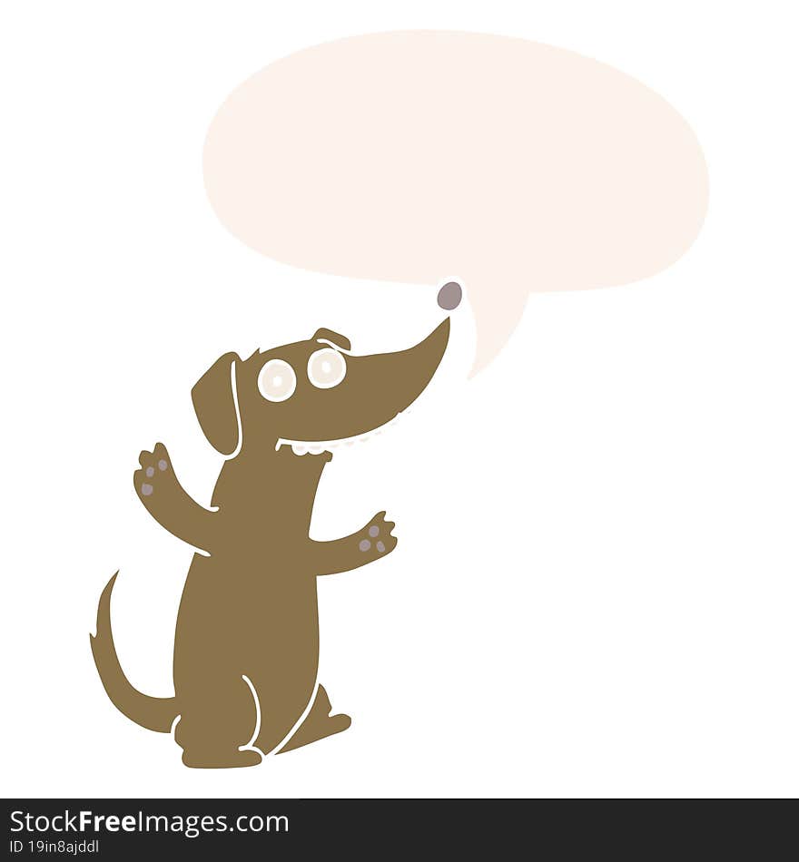 Cartoon Dog And Speech Bubble In Retro Style