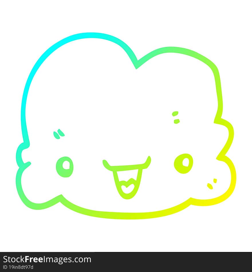 cold gradient line drawing cartoon tiny happy cloud