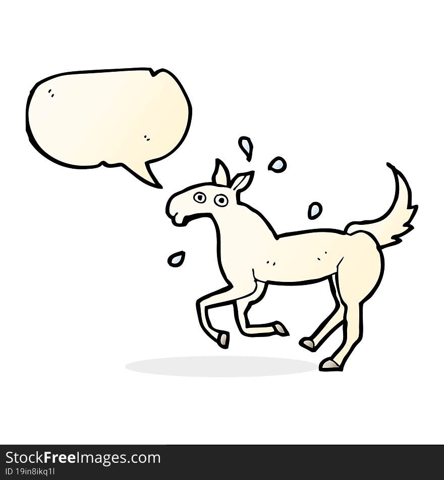 cartoon horse sweating with speech bubble