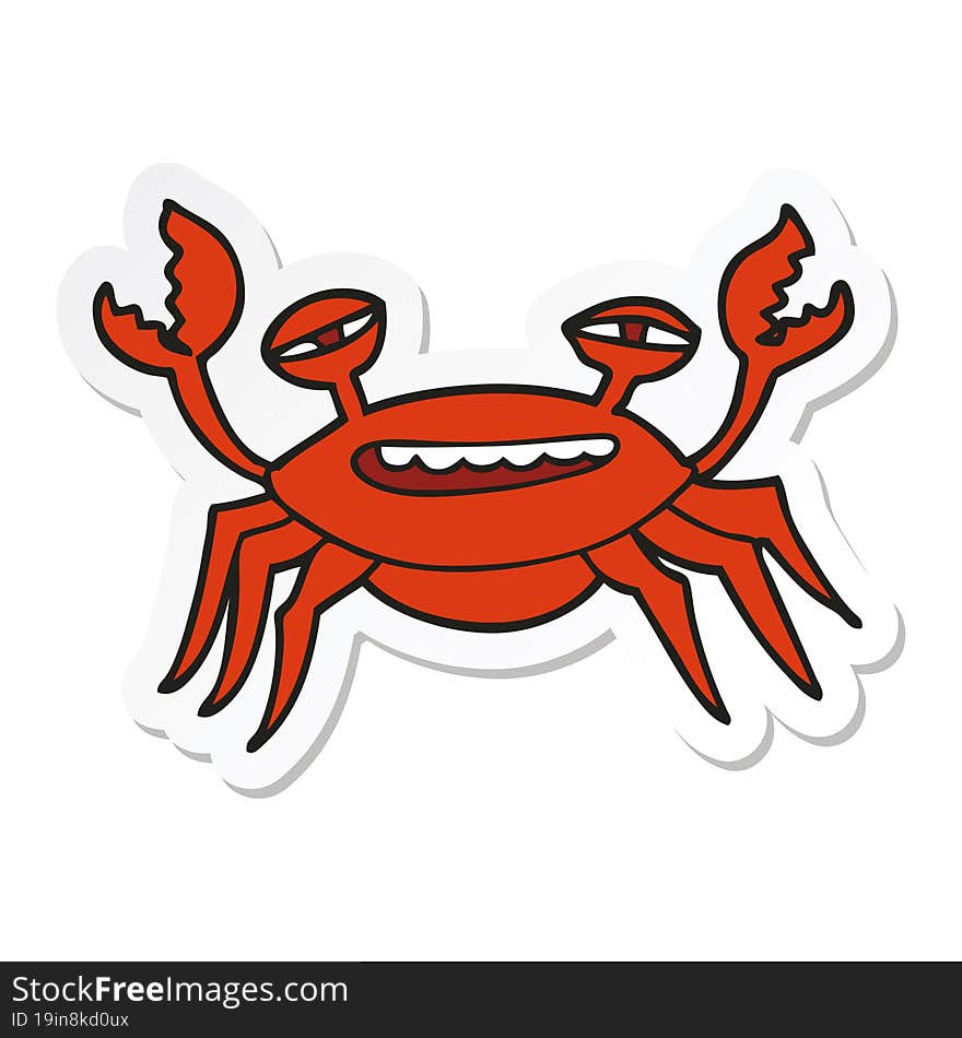 sticker of a cartoon crab