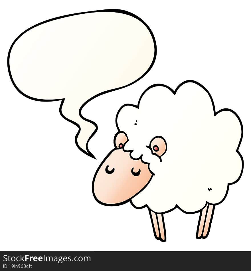 cartoon sheep and speech bubble in smooth gradient style