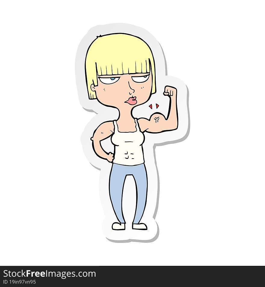 Sticker Of A Cartoon Gym Woman