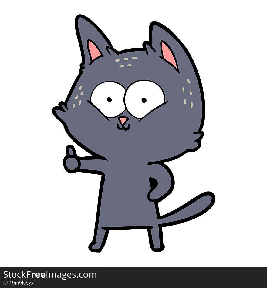 cartoon cat giving thumbs up. cartoon cat giving thumbs up