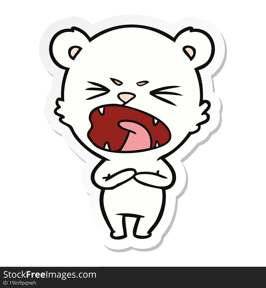 sticker of a angry cartoon polar bear