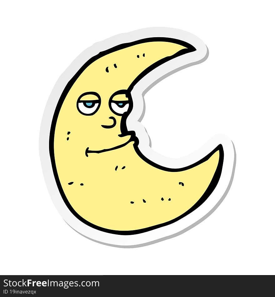 sticker of a happy cartoon moon