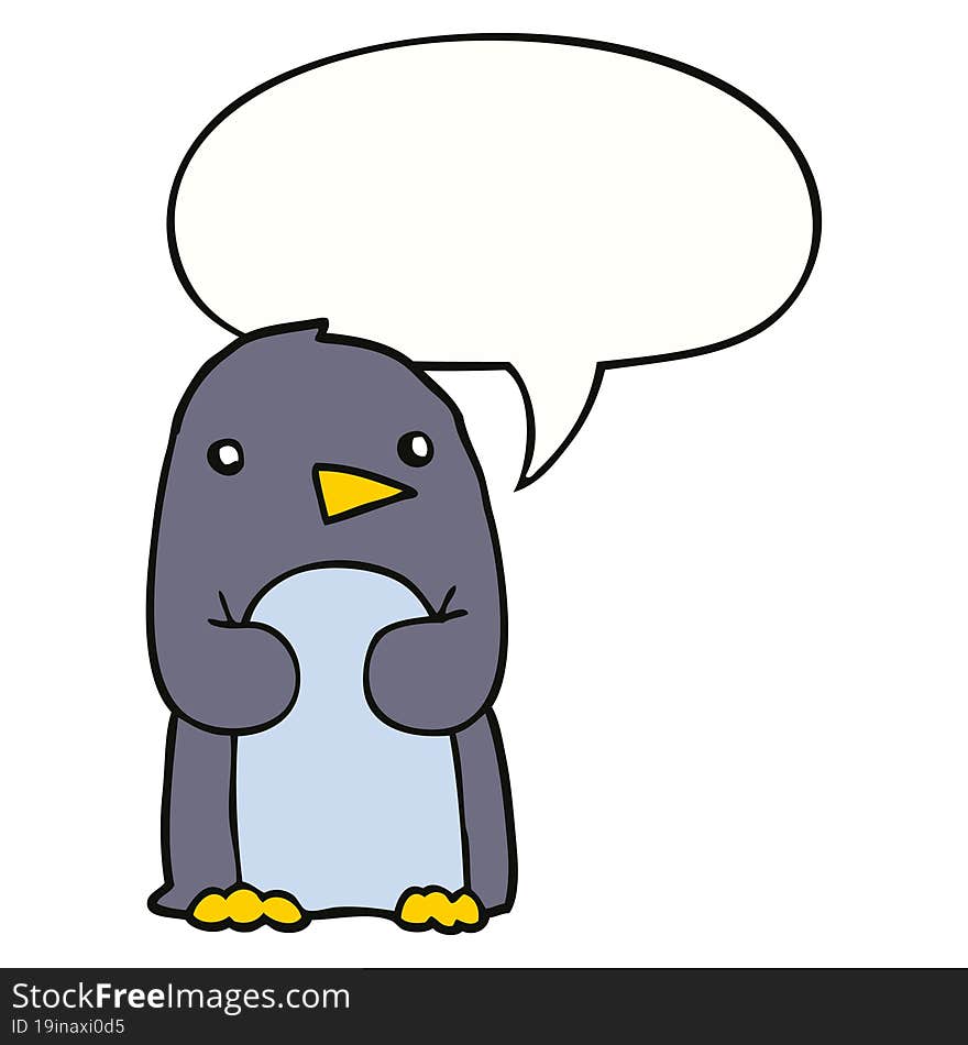 cartoon penguin with speech bubble. cartoon penguin with speech bubble