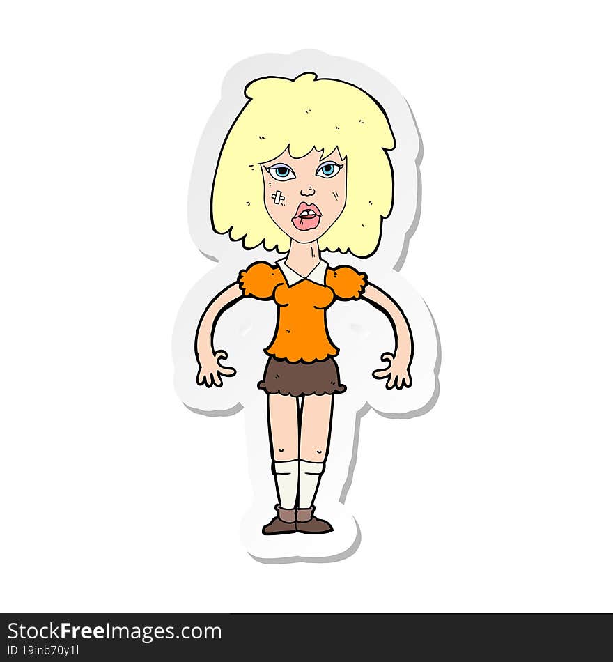 sticker of a cartoon girl fight