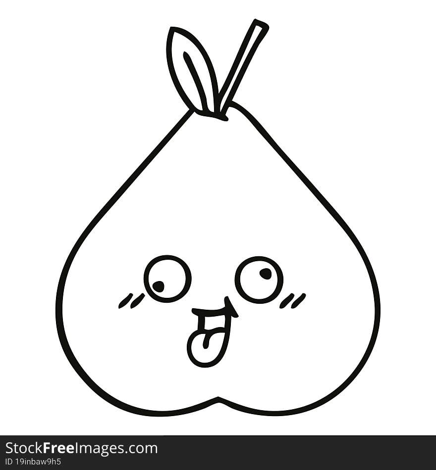 line drawing cartoon green pear