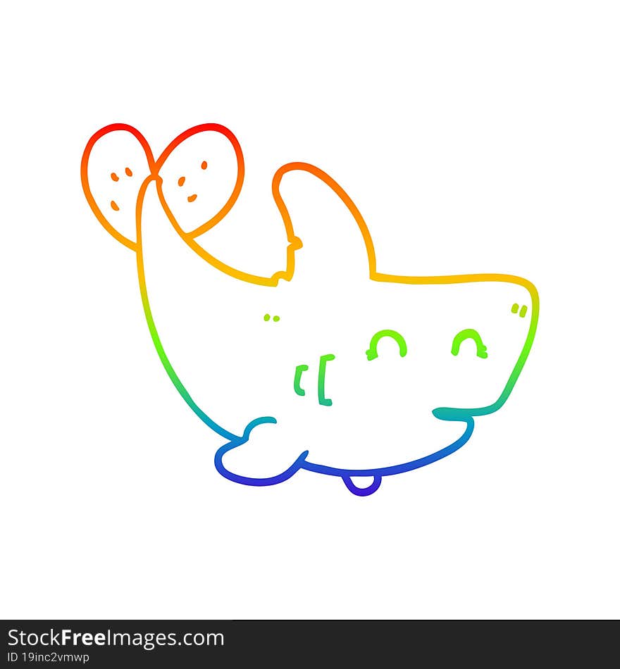 rainbow gradient line drawing cartoon shark