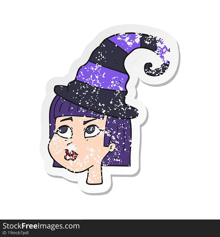 retro distressed sticker of a cartoon witch