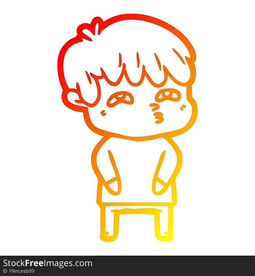 warm gradient line drawing cartoon curious man